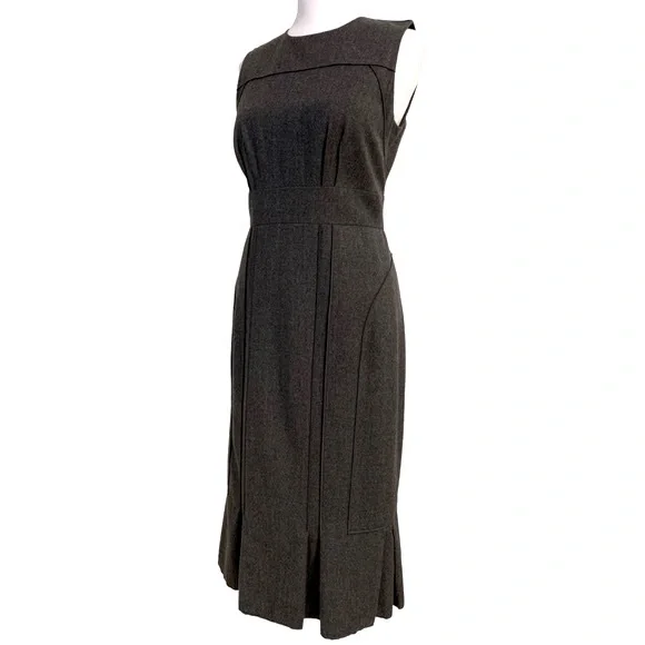 Magaschoni | NWOT Sleeveless Midi Sheath Dress in Charcoal Gray Size 2 - Picture 14 of 16